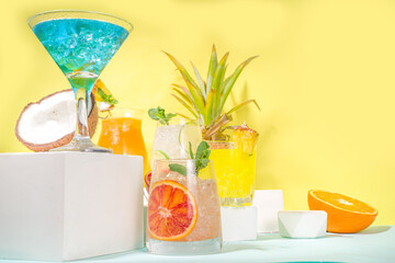 Colorful summer cocktails set