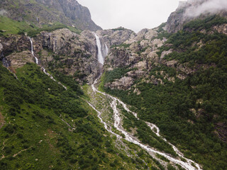 Georgia waterfall in the mountains blue sky aerial drone photo.jpg