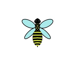 Bee drawing on the white background illustration 