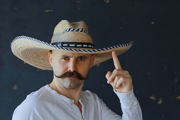 vintage mustache sambrero hat, mexican macho hat
