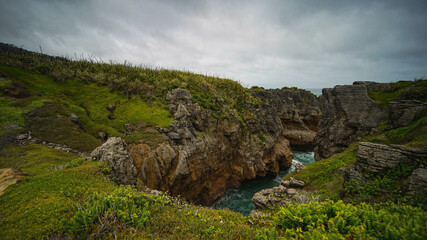 Pancakes Rocks near Punakaiki South New Zealand