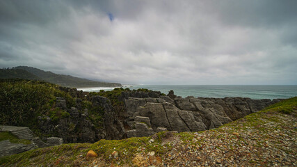 Pancakes Rocks near Punakaiki South New Zealand