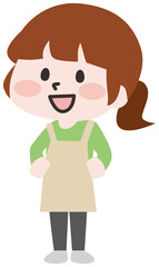 二頭身_家事をする女性