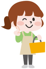 二頭身_家事をする女性