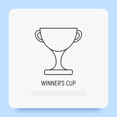 Winner's cup thin line icon. Trophy for sport champion. Modern vector illustration.
