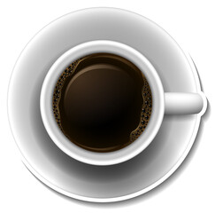 Top view of a cup of hot coffee