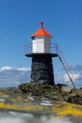 Åkrehamn Lighthouse in Karmøy, Rogaland, Norway.