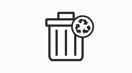 Recycle thrash icon. Vector editable isolated black and white illustration