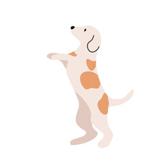 Flat Illustration of A Dog Standing On Its Back Legs.