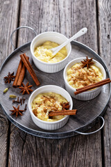 sweet rice pudding with cinnamon and anise star