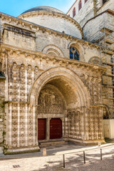 View at the Portal of Churc of Saint Etienne in Cahors - France.