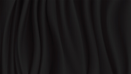 Abstract vector background luxury black cloth or liquid wave. Abstract or black fabric texture background. Cloth soft wave. Creases of satin, silk, and cotton.