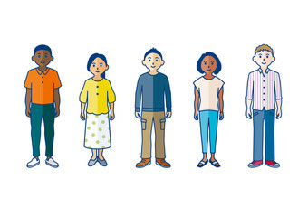 さまざまな人種の全身イラスト