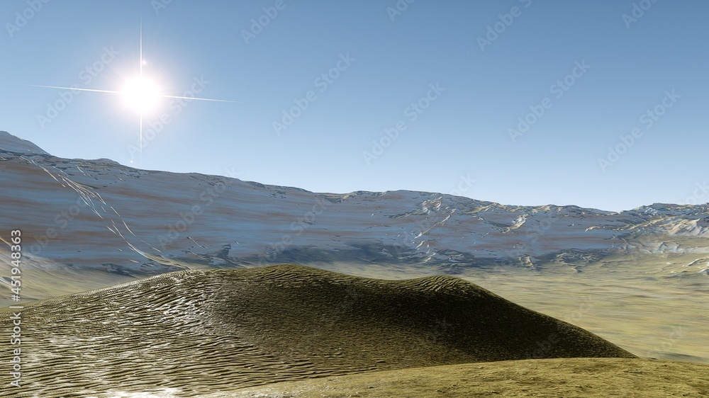 Canvas Prints beautiful view from an exoplanet, a view from an alien planet, a computer-generated surface, a fanta