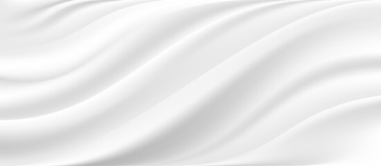 The luxury of white fabric texture background.Closeup of rippled white silk fabric.Abstract  white cloth or liquid wave  vector background.Cloth soft wave. Creases of satin, silk, and cotton.