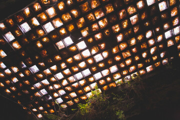 Low angle shot of a glass grate under the sunlight in Seattle, Washington, USA