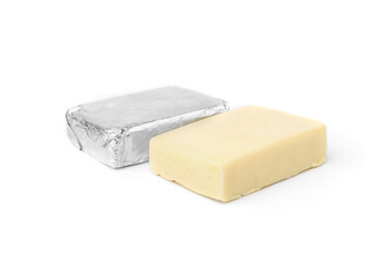 Processed cheese isolated on white background.