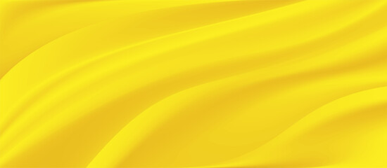 The luxury of light yellow fabric texture background.Closeup of rippled yellow silk fabric.Abstract  cloth or liquid wave  vector background.Cloth soft wave. Creases of satin, silk, and cotton.