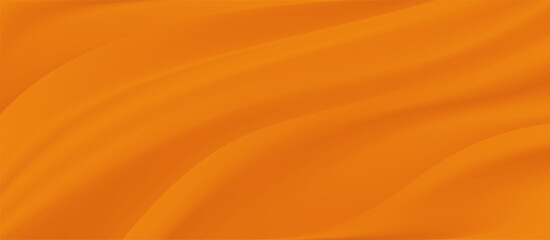 The luxury of light orange fabric texture background.Closeup of rippled orange silk fabric.Abstract  cloth or liquid wave  vector background.Cloth soft wave. Creases of satin, silk, and cotton.