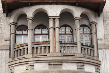 Balcony with columns and arches, in Romania, Cluj 2016