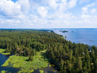 Fototapeta na wymiar Panoramic sunny day in Finnish archipelago