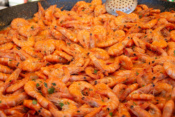 shellfish, shrimp and rice ,