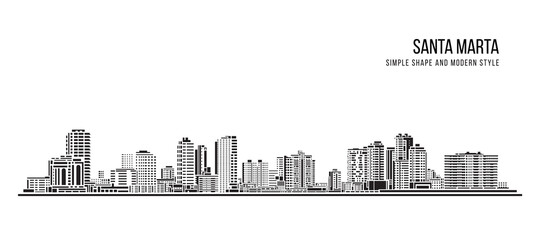 Obraz premium Cityscape Building Abstract Simple shape and modern style art Vector design - Santa Marta