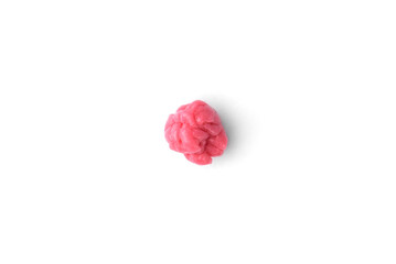 Pink bubble gum with strawberry isolated on white background.