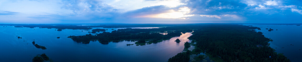 Panoramic sunset in Finnish archipelago