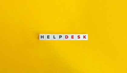 Help Desk banner. Block letters on bright orange background. Minimal aesthetics.