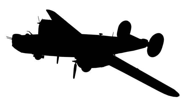 Silhouette mit einem amerikanischen schweren Bomber aus dem zweiten Weltkrieg