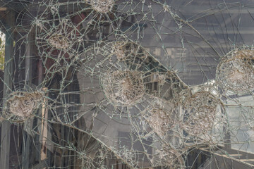 Broken windshield of a car as background
