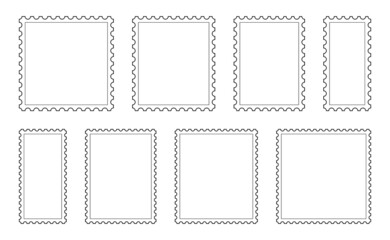 검정색 선 다양한 사이즈의 우표 세트 