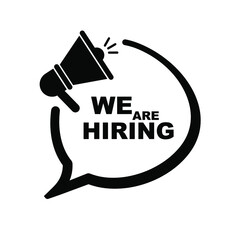 we are hiring sign on white background	