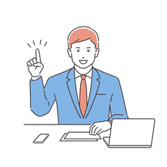 ビジネスパーソン　指さす男性　正面　3色