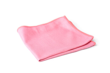 Pink rag for cleaning window isolated on white background.