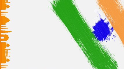 Colors of the Indian flag painted with a brush stroke. Vertical video.