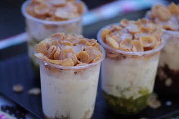 Maíz con hielo or Mais con yelo. Refreshing and sweet snack food in the Philippines. Shallow Depth of Field. Selective Focus. 