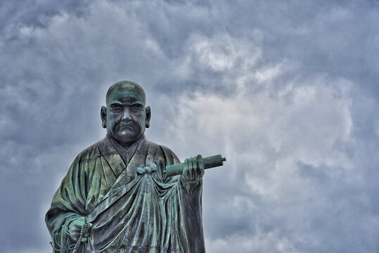 A View Of The Bronze Statue Of Nichiren Shonin A Founder Of Nichiren Buddhism School  In Japan