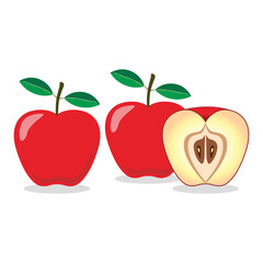 red apple with leaves, simple illustration design