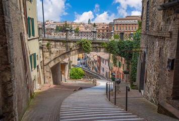 Perugia (Italy) - A characteristic views of historical center in the beautiful medieval and...