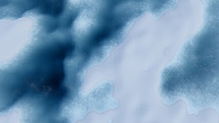 Ocean and glacier top view 3d render