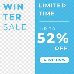 Winter sale discount feed design social media post template