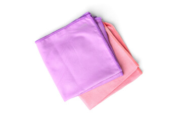 Pink rag for cleaning window isolated on white background.
