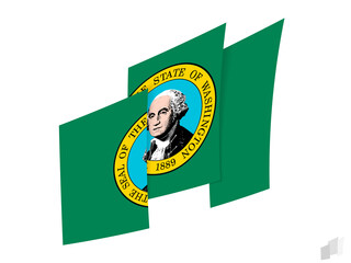 Washington flag in an abstract ripped design. Modern design of the Washington flag.