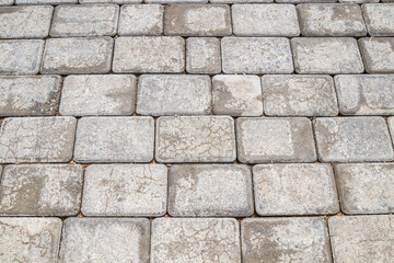Gray wet paving slabs in the park as background