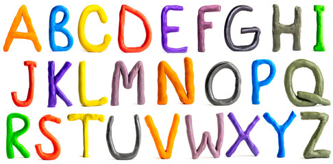 Colorful alphabet made from plasticine. Plasticine alphabet A-Z