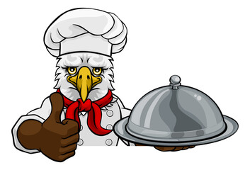 Eagle Chef Mascot Sign Cartoon Character