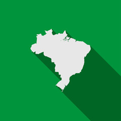 Brazil map on green background with long shadow