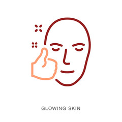 Tan removal icon - glowing skin, face beauty mnemonic, logo, graphic design unit, Isolated vector illustrations